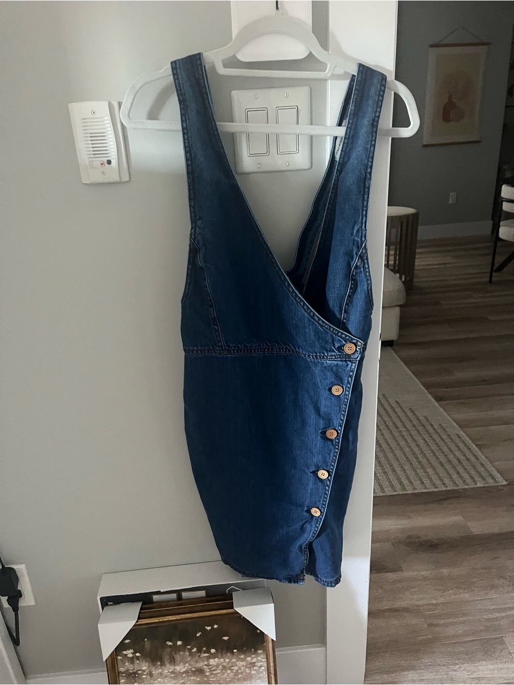 Vero Moda Indigo Denim Wrap-Style Overall Dress with Side Buttons